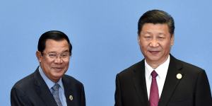 Hun Sen with Xi Jinping during the Belt and Road Forum in Beijing in 2017.