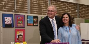Prime Minister Scott Morrison and wife Jenny casting their votes at the 2019 election. 