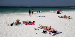 Hyams Beach has become overcrowded due to its reputation for having"the world's whitest sand". 