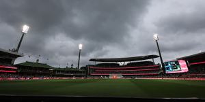 Dark clouds over the SCG on Thursday.