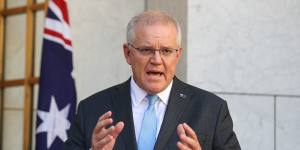 Prime Minister Scott Morrison during a press conference on his ministry reshuffle.
