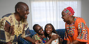 Heathdale Christian College student Sarah Irungu and her family celebrate the student’s 96.6 ATAR score on Thursday.