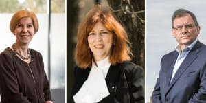 Victoria’s three highest-paid vice chancellors (from left):Pascale Quester of Swinburne University,Margaret Gardner of Monash University and Duncan Maskell of the University of Melbourne.