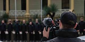 The National Socialist Network rally outside the NSW parliament on November 8. 