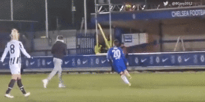Sam Kerr drops a pitch invader during Chelsea’s Champions League draw with Juventus.