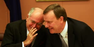 John Howard and Peter Costello,the key architects of the goods and services tax. 