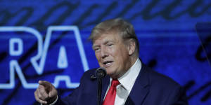 Playing to the base:Ex-president Donald Trump at the National Rifle Association meeting.