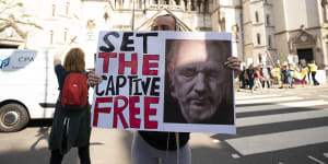 Supporters gathered outside as the High Court heard a US appeal in the extradition case of WikiLeaks founder Julian Assange.