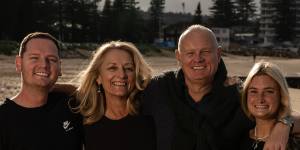 Jenny Connah and her husband Dave with children Penny and Tim at Collaroy Beach on Sydney’s northern beaches where they have owned a house for 25 years.