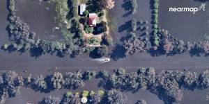 Nearmap images of flooding in Forbes. 