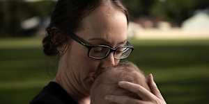Kristy Gatt with son Blake,who was hospitalised with RSV after missing the window for free immunisation.