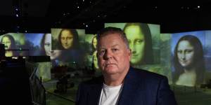 Lume owner Bruce Peterson inside Leonardo da Vinci:500 Years of Genius.
