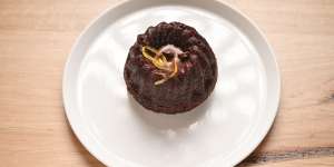 Chocolate olive oil bundt cake from Mork Chocolate.