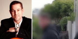 Alexander Csergo (inset) appeared in court facing one charge of reckless foreign interference after he was arrested in Bondi on Friday (right).