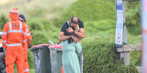 Distraught relatives gathered at the Forrest Caves car park after the drownings on January 24.