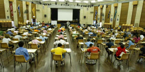 Students sitting the selective school exam.