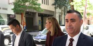 Former NSW premier John Barilaro leaving the ICAC during a lunch break on Monday.