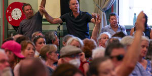 Residents at a fiery public meeting over the Rozelle interchange.
