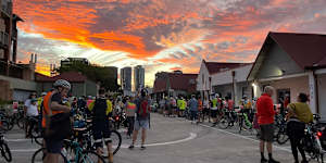 Cyclists protested on the Story Bridge on Thursday night to highlight the difficult “personal choice” between riding slowly on a path or in high-speed traffic.