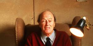 Roald Dahl in the converted hut where he did much of his writing.