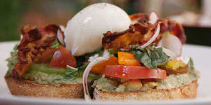 Avocado on toast with heirloom tomatoes at Denis the Menace.