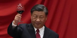 Chin chin to being back on track:President Xi Jinping at the Great Hall of the People in Beijing last month. 