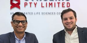 Syngenis Laboratories CTO and Founder Prof. Rakesh Veedu with AI Strategist,James Hill,reviewing the AI model.