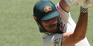 Stumps rattled in Perth:Mitchell Marsh is bowled for 90.
