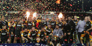 The Chiefs celebrate winning the Super Rugby Final.