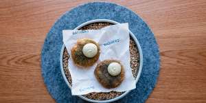 Bathers’ Pavilion potato scallops with seaweed and vinegar.