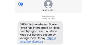 The text sent by the Liberal party on election day.