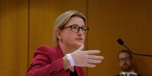 Investment NSW managing director Kylie Bell gives evidence to the inquiry on Friday.