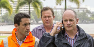 Current LNP leader David Crisafulli with former LNP leader Campbell Newman overseeing the response to Cyclone Ita in 2014.