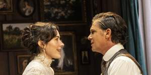 Geraldine Hakewill and Toby Schmitz:Nervous unravelling leads to revelation.