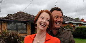 Moving on:Ms Gillard and her partner Tim Mathieson.