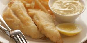 Flathead fillets with tempura batter.