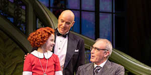 Matilda Casey,Anthony Warlow and Greg Page in Annie. 