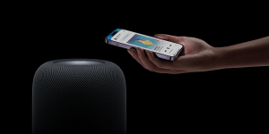 Tapping a recent iPhone on the top of the HomePod can move the music from one device to the other.
