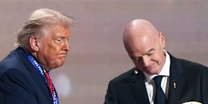 FIFA President Gianni Infantino presents President Donald Trump with the FIFA Peace Prize late last year.