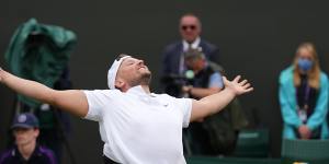 Dylan Alcott’s tennis career is just one of the highlights of the 33-year-old’s resume. Here,he celebrates winning Wimbledon.