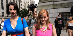 Sarah Ransome (left) and Elizabeth Stein,alleged victims of Jeffrey Epstein and Ghislaine Maxwell,leave court after speaking at the latter’s sentencing hearing in New York in 2022.