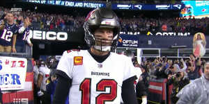 American football legend Tom Brady broke the NFL passing record as he steered the Buccaneers to victory over the Patriots.