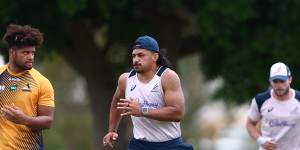 Rob Valetini and Pete Samu at the Wallabies camp on the Gold Coast.