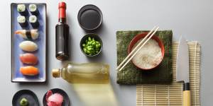 Short-grain rice,rice vinegar,soy sauce and sesame oil are Japanese pantry essentials for making sushi and beyond.