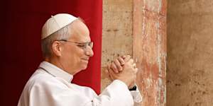 Pope Leo XIV delivering the Regina Caeli prayer from St Peter’s Basilica.