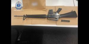 A semi-automatic rifle seized during investigations into the alleged syndicate.