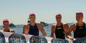 Perth’s Port to Pub swim back with a bang as hundreds take to the water