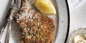 Crumbed veal cutles with aioli