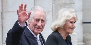 King Charles III with Queen Camilla in January in London.