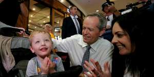 Opposition Leader Bill Shorten with Labor's candidate for Lindsay,Emma Husar. 